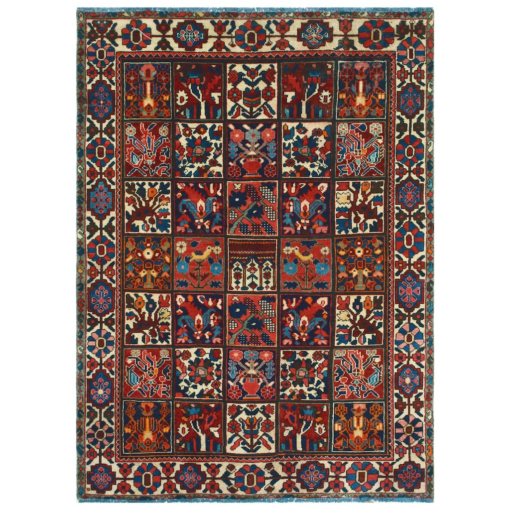 Fine Vintage Distressed My 65 Red/Ivory Rug - 4'8" x 6'5"