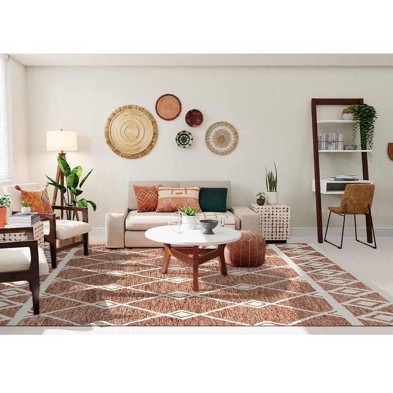 Visalle Raton Hand-Hooked Wool Area Rug - 8' x 10' - Sienna