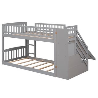 Stairway Twin Bunk Bed with Drawers, Slide & Ladder - Convertible Design