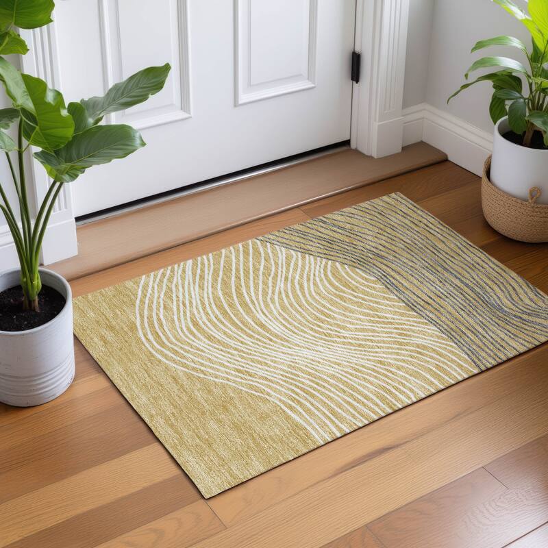 Machine Washable Indoor/ Outdoor Modern Arches Chantille Rug