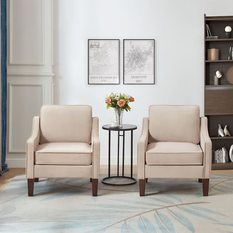 29" Velvet Arm Chair with Wooden Legs