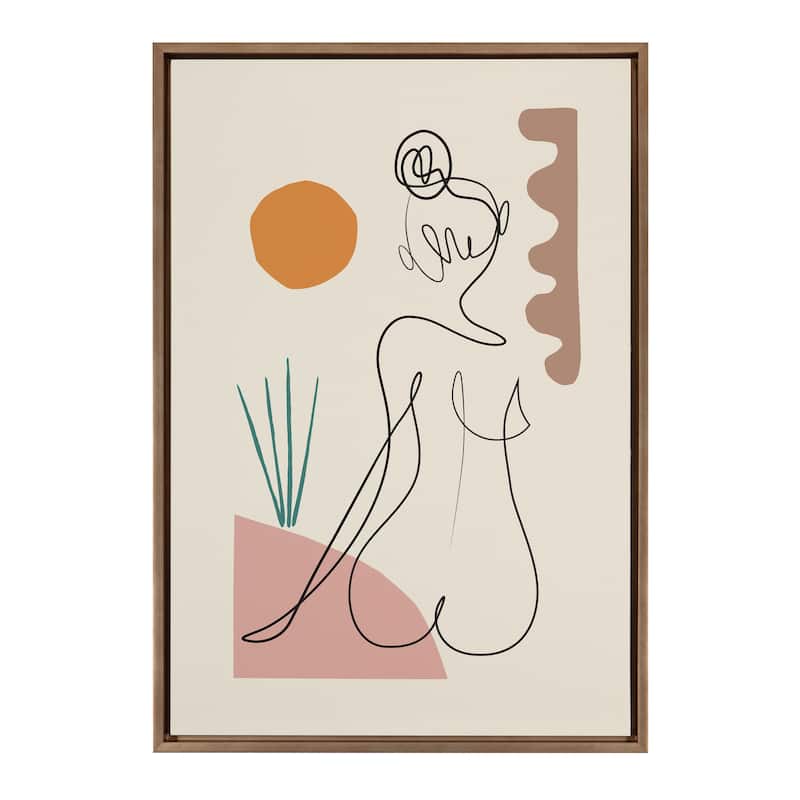 Kate and Laurel Sylvie Sunset Framed Canvas by Rachel Lee - 23x33 - Plastic - Gold