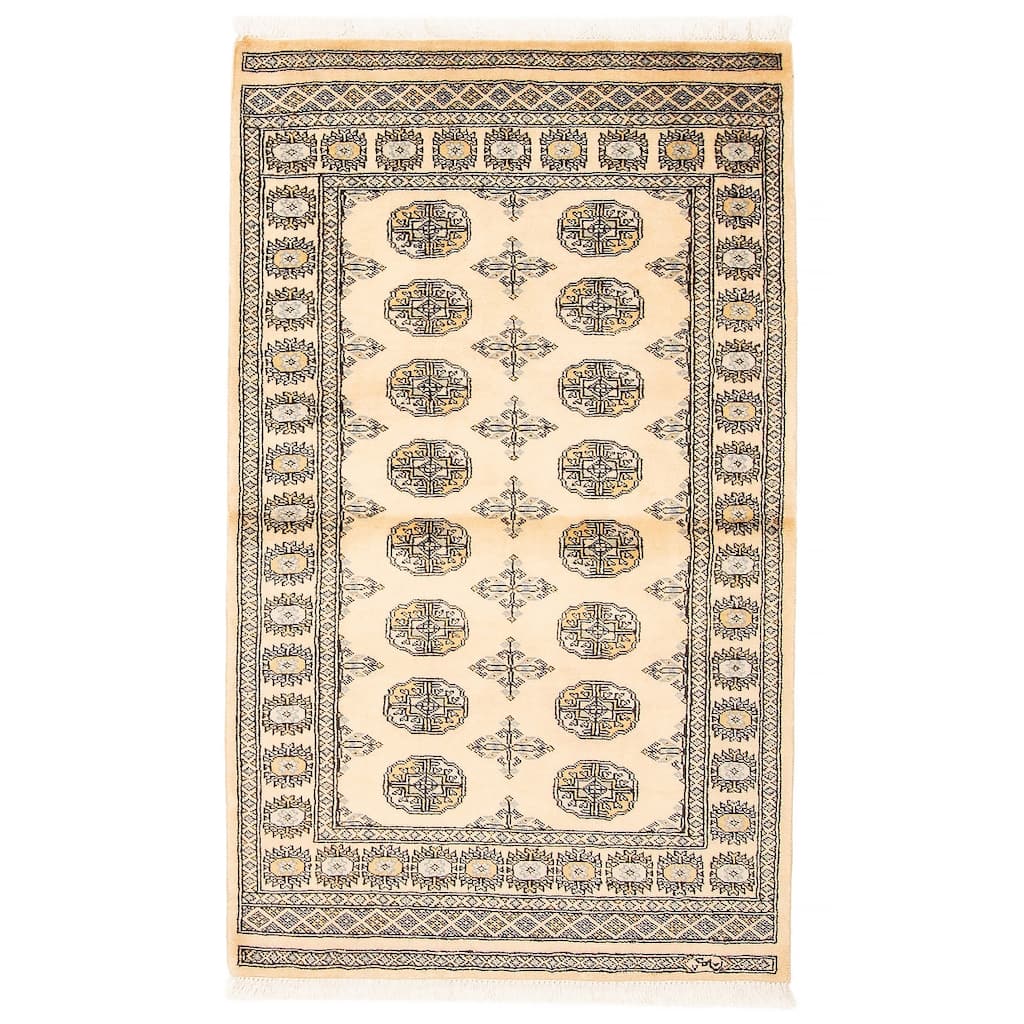 ECARPETGALLERY Hand-knotted Peshawar Bokhara Beige Wool Rug - 3'2 x 5'3