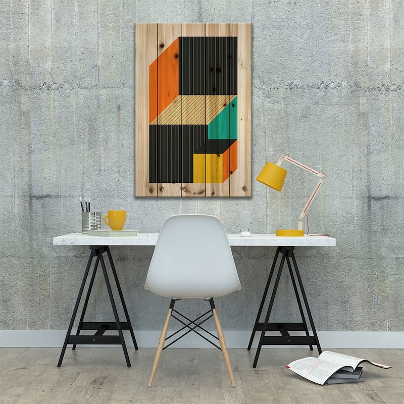 Cubes VI Print On Wood by Jazzberry Blue - Multi-Color