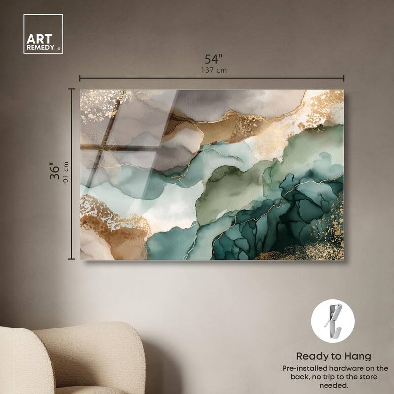 Golden Estuary I Acrylic by Art Remedy, Ready to Hang