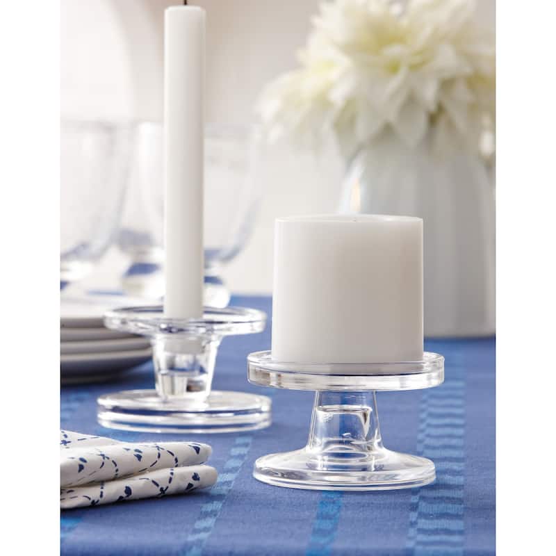 Bobbin Reversible Glass Pillar and Taper Candleholder, 3.88L x 3.88W x 2.38H inch, Sold in Eaches