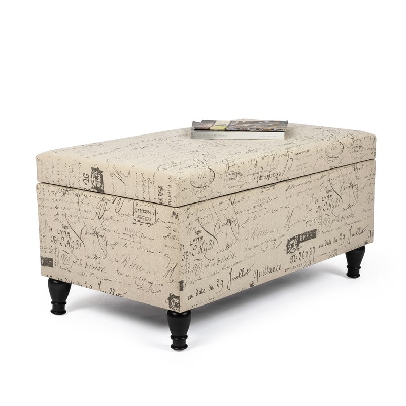 Adeco French Storage Ottoman Footstool Bench with Lift Top