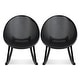 preview thumbnail 20 of 45, Set of 2 Mid-Century Modern Rocking Lounge Chairs - Egg-Shaped Breathable Plastic Seat with Durable Plastic Base, Accent Seating Black