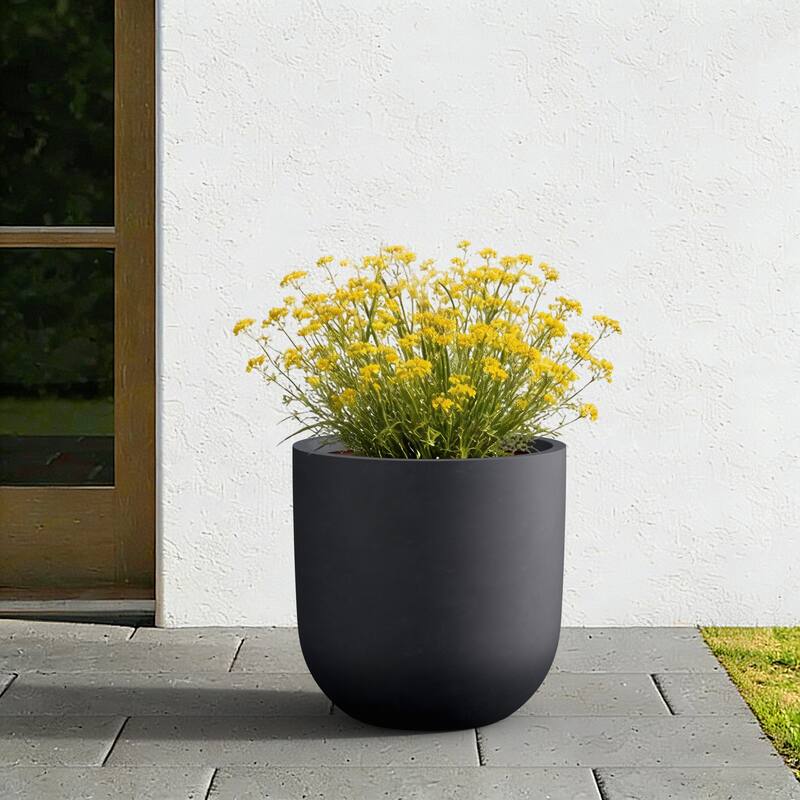 Upgraded Interior Concrete Round Planter with Drainage Holes