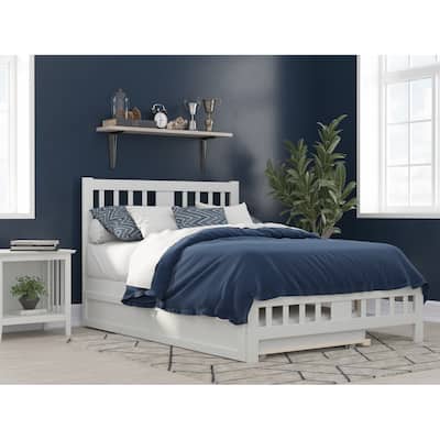Tahoe Full Platform Bed with Twin Trundle in White