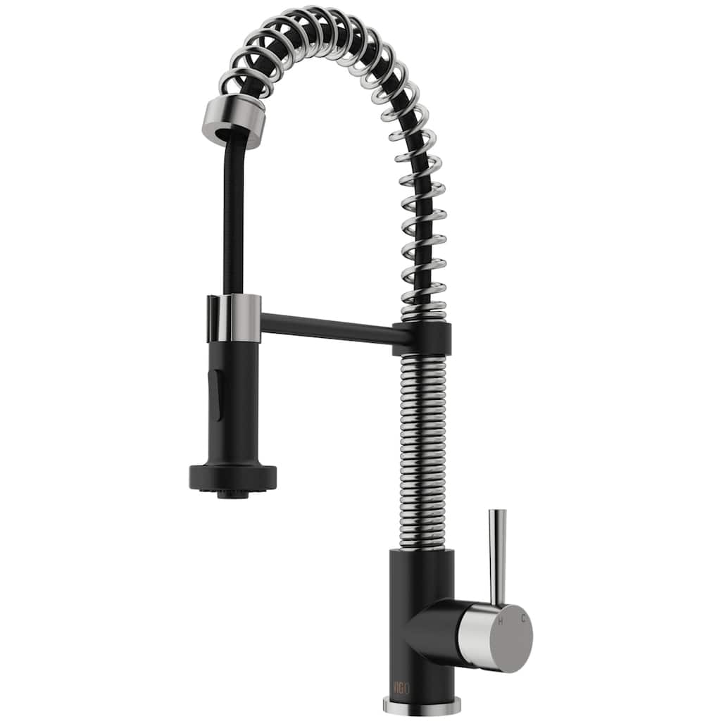 VIGO Edison Stainless Steel and Matte Black Kitchen Faucet