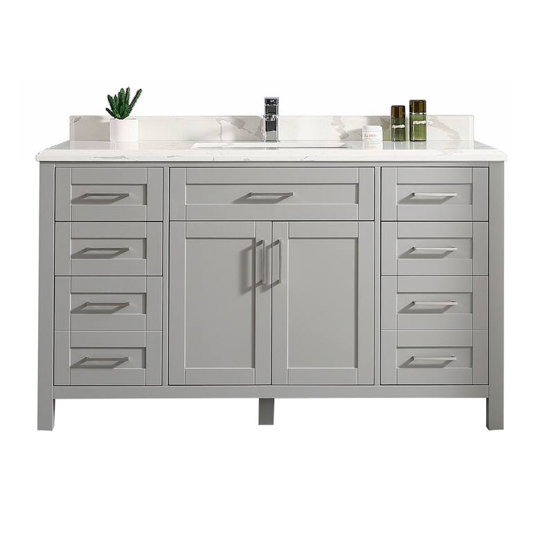 Willow Collections 60 in. W x 22 in. D Chicago Single Bowl Sink Bathroom Vanity with Countertop
