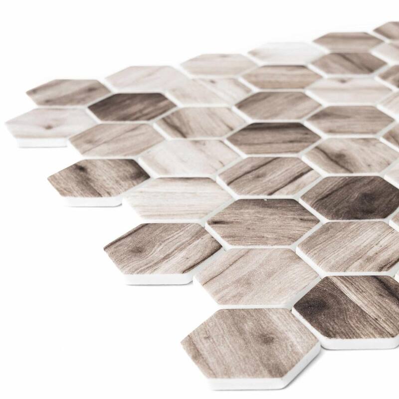 The Tile Life Recycled 1.88x1.88 Beige Hexagon Glass Mosaic Backsplash Wall Tile