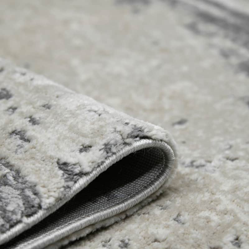 Sylvia Erica Gray/Blue Polyester Blend Performance Area Rug