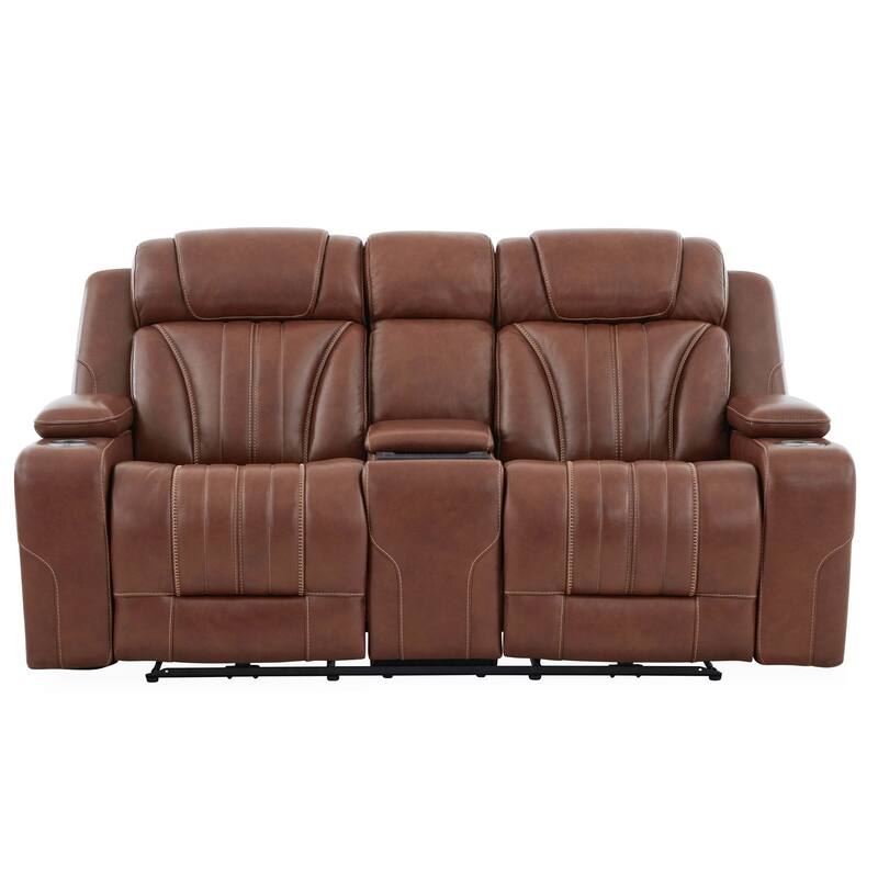 Liberty Furniture Caswell Power Loveseat with Console Chestnut Leather - Width 82" x Depth 40" x Height 42"