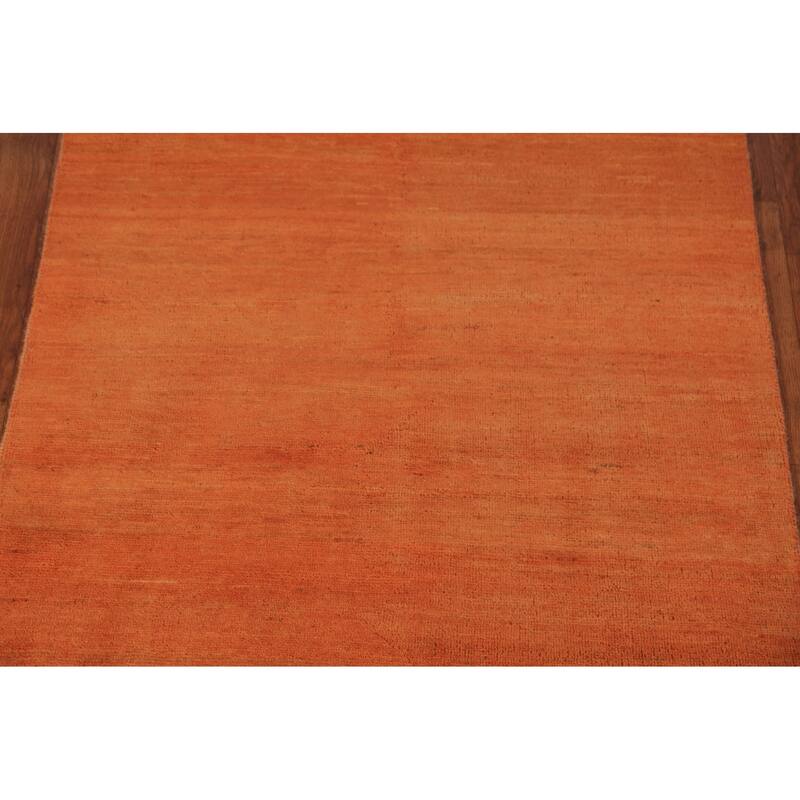 Orange Gabbeh Oriental Rug Hand-Knotted Foyer Wool Carpet - 3'4" x 4'10"
