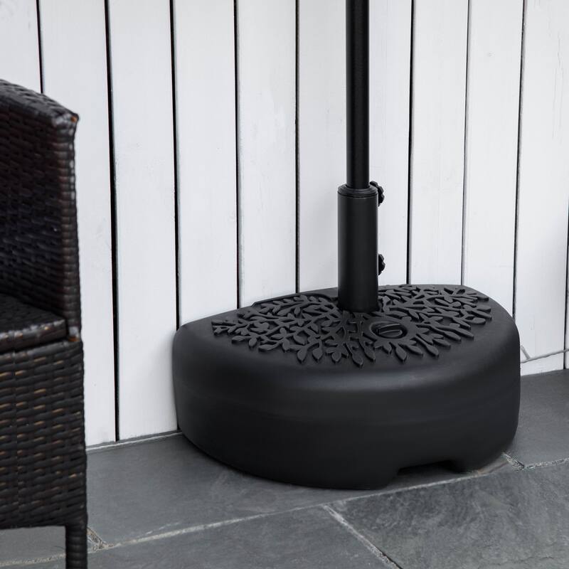 Outsunny Half Round Umbrella Base, Sand or Water Filled Half Patio Umbrella Stand Holder for Lawn, Deck, Backyard and Garden - Black