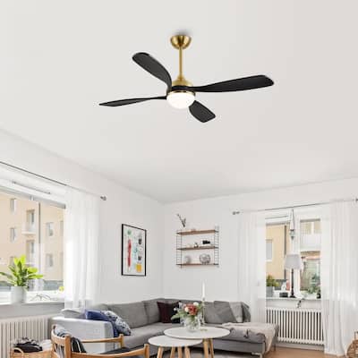 MLiAN 54 inch 4 Soild Wood Blades Smart LED Ceiling Fan with Remote - 54"