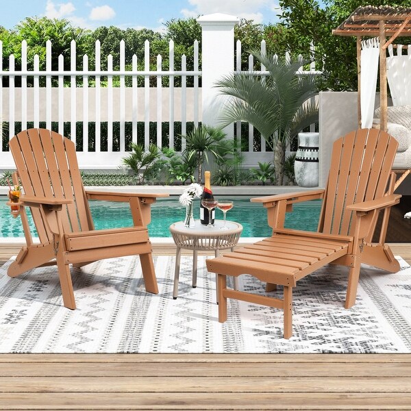 Vrakae Folding and Adjustable Adirondack Chair with Ottoman - On