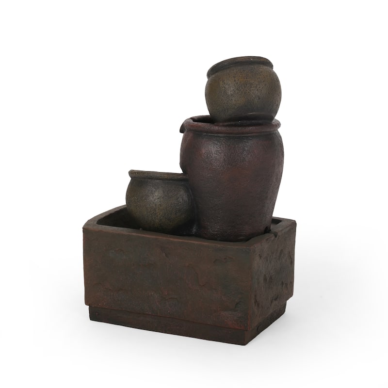 3-Tier Outdoor Fountain with Light, 30.75" Weather Resistant Floor Fountain - 30.75"H