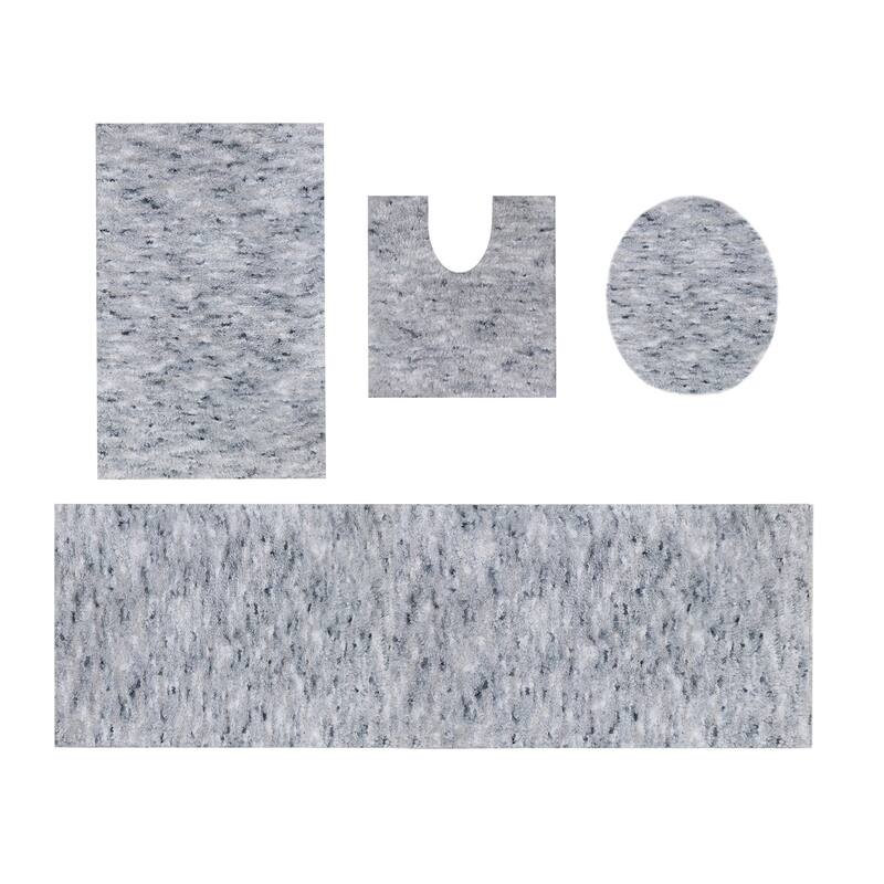 Home Weavers Cloud Comfort 100% Microfiber Bathroom Rug Non Slip Bath & Water Absorbent Soft Bath Mat 4 PC Set