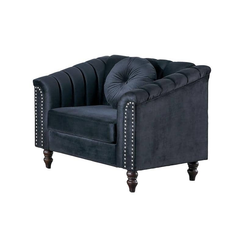 Bobur Vintage Sofa Set Black Lint Sectional Sofa - Accent Chair