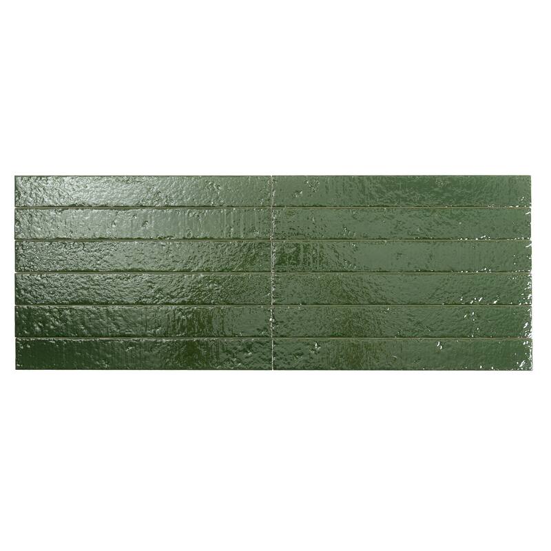 Valenza 2x16 Tropical Green Ceramic Zellige Subway Wall Tile (10.76 sq ft/case) - 50 Pack