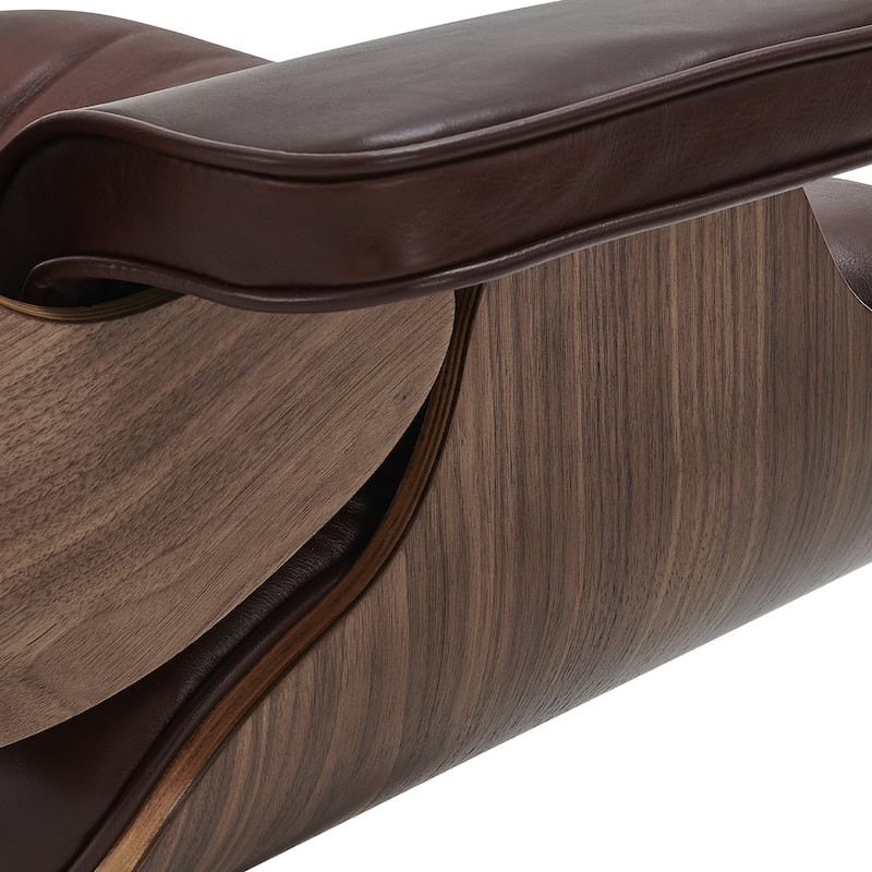 Mid-century Modern Lounger Real Leather Arm Chair and Ottoman Set