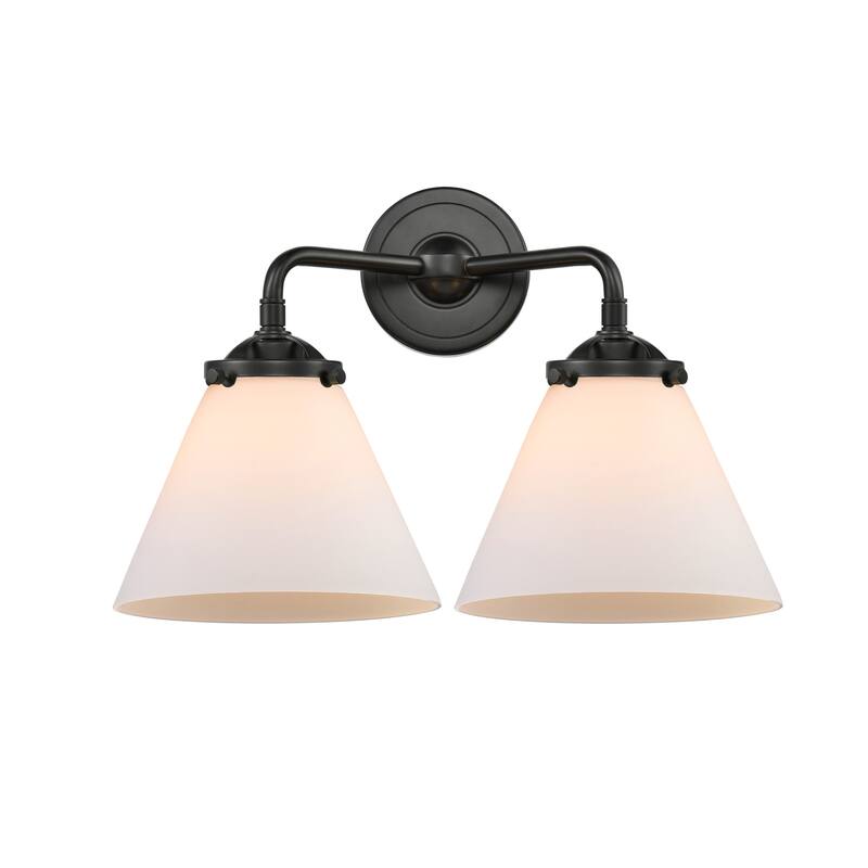 Innovations Lighting Large Cone 2 Light 16" Wide Bathroom Vanity Light - Oil Rubbed Bronze / Matte White Cased