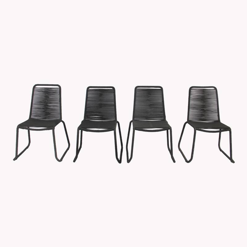 Neil Rope Weaving Wicker Chairs (Set of 4) Indoor/Outdoor