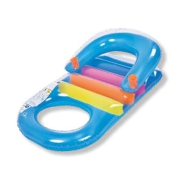 59" Blue Classic Inflatable Swimming Pool Lounger with Dual Drink Holders