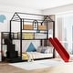 preview thumbnail 14 of 22, Twin Over Twin Metal Bunk Bed, Creativity Kids Bed Metal Platform Bed Frame Housebed with Slide and Storage Stair for Boys Girls