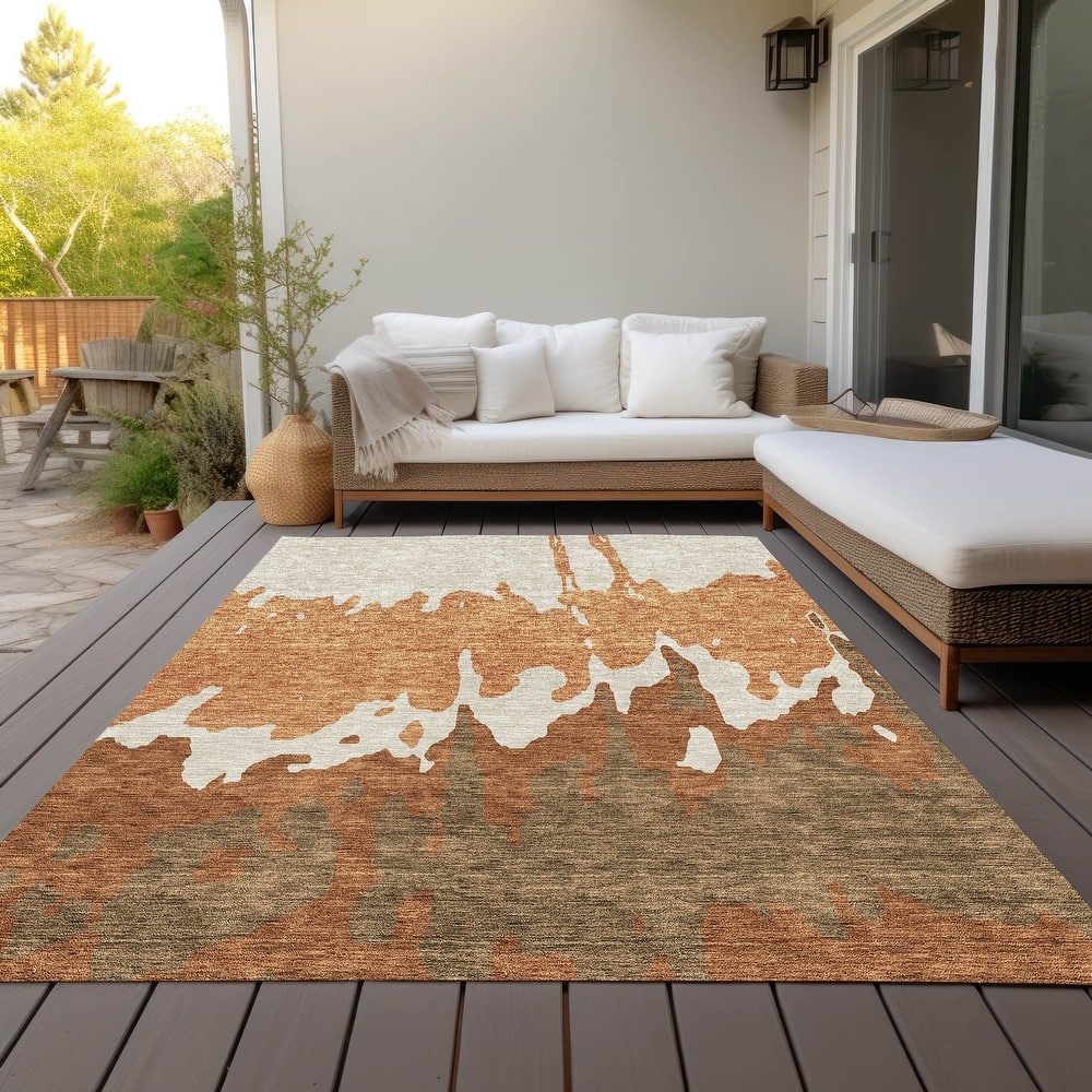 Machine Washable Indoor/ Outdoor Modern Abstract Chantille Rug