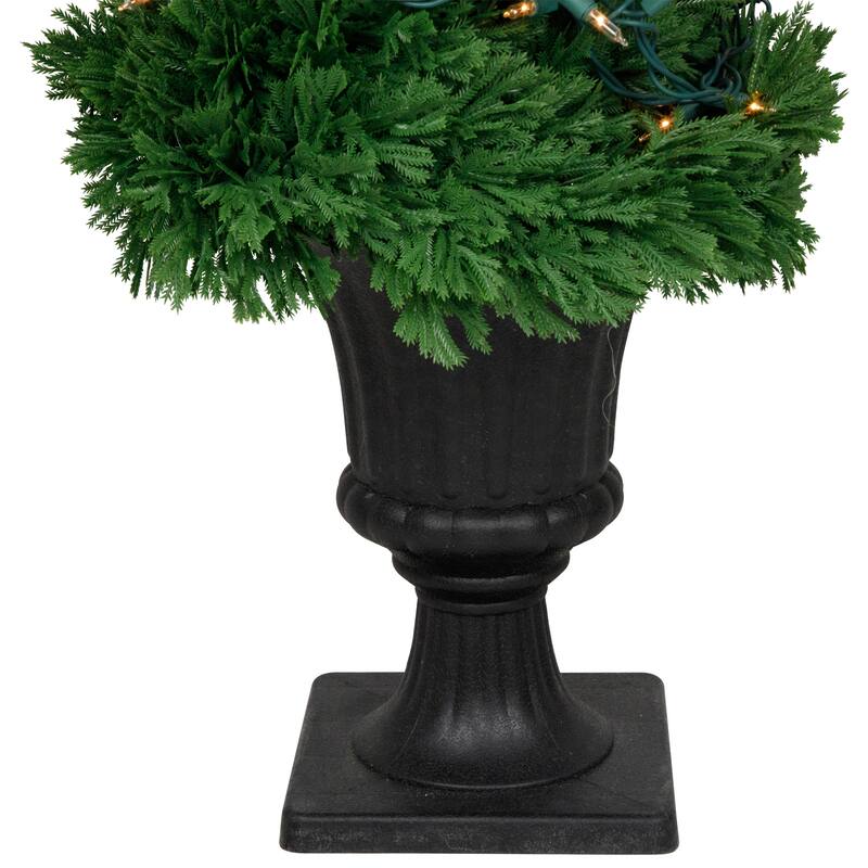 Real Touch™ Artificial Pre-Lit Cedar Double Spiral Topiary Tree Clear Lights 4.5'