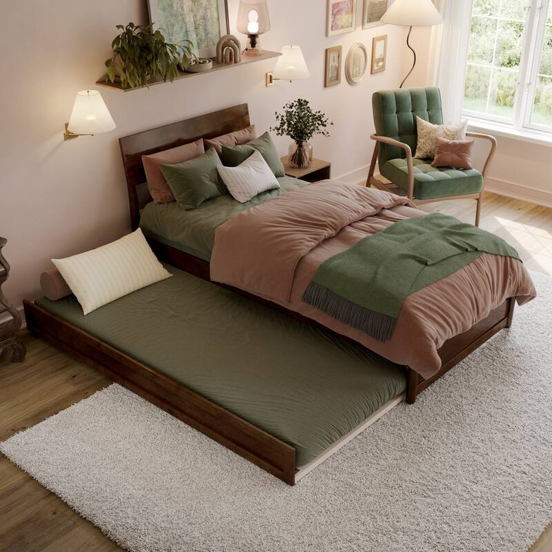 Norla Wood Platform Bed with Trundle