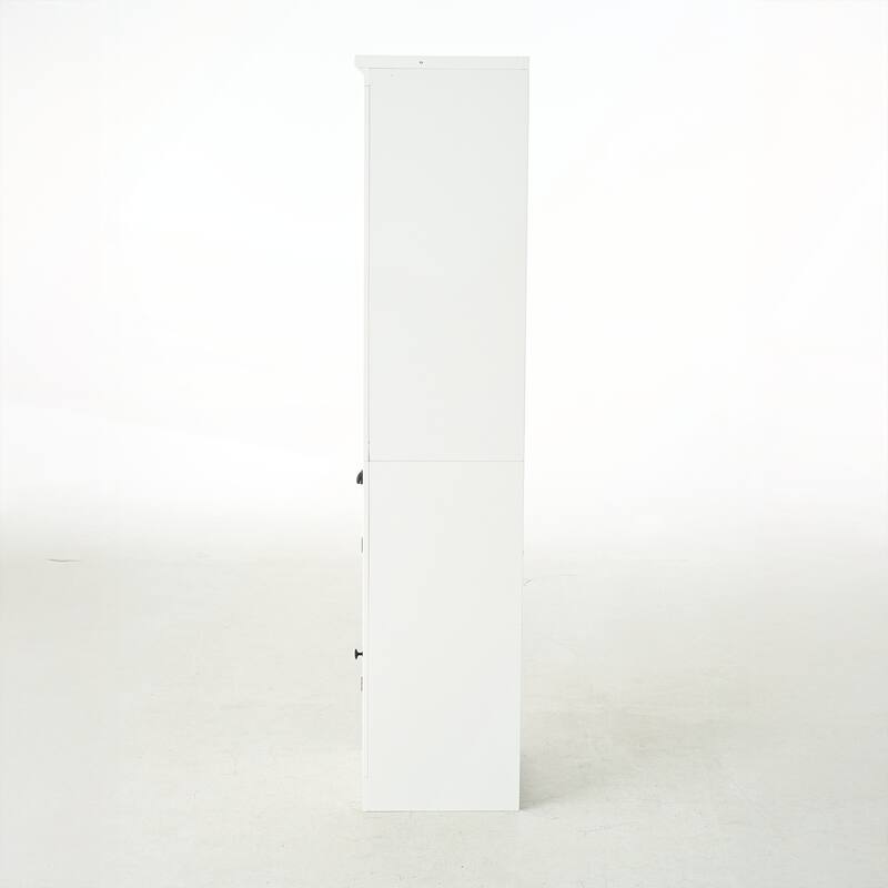 75IN Tall Retro Style Display Shelf with Cabinet