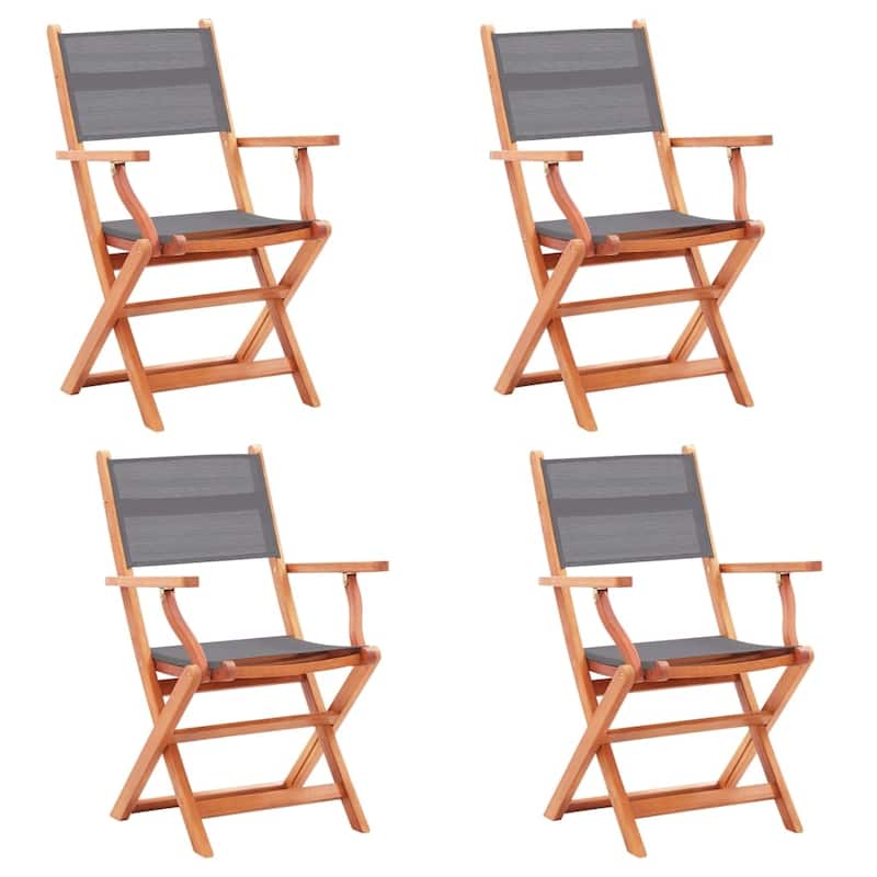 vidaXL Patio Folding Chairs Camping Chair Solid Wood Eucalyptus and Textilene