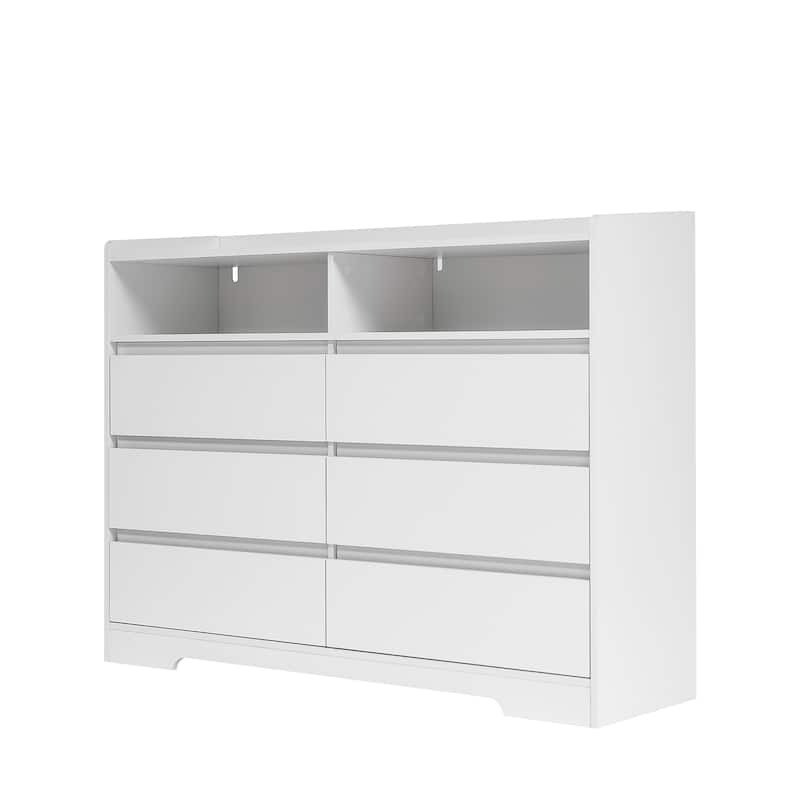 6-Drawer Dresser with LED Lights, Modern Dressers with Sturdy Frame for Living Room