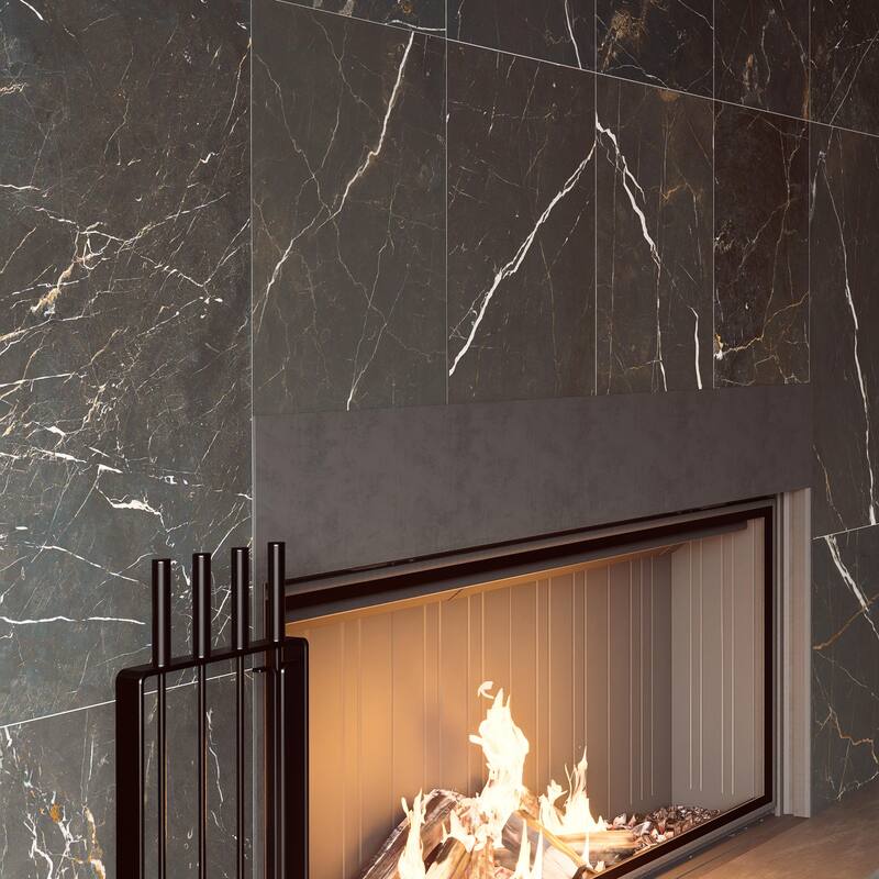 Merola Tile Reve Noir 23-1/2" x 47-1/8" Porcelain Floor and Wall Tile - Pallet (8 Tiles)