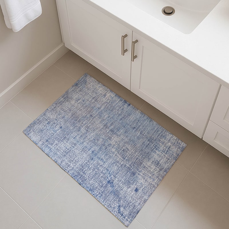 Premium Washable Super Soft Casual Imprints Mayfield Rug - Blue - 1'8" x 2'6"