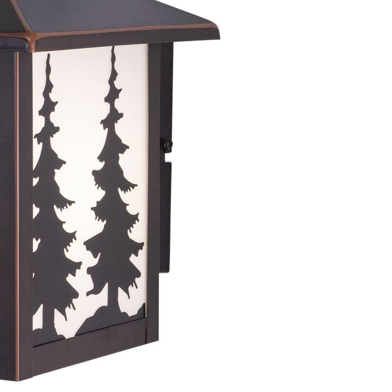 Yosemite 1 Light Bronze Rustic Tree Outdoor Wall Lantern White Glass - 8-in W x 12.5-in H x 9-in D