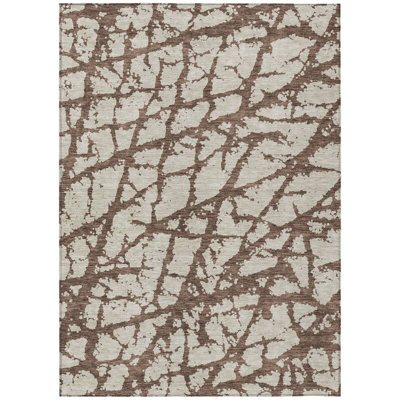 Machine Washable Indoor/ Outdoor Abstract Contemporary Chantille Rug