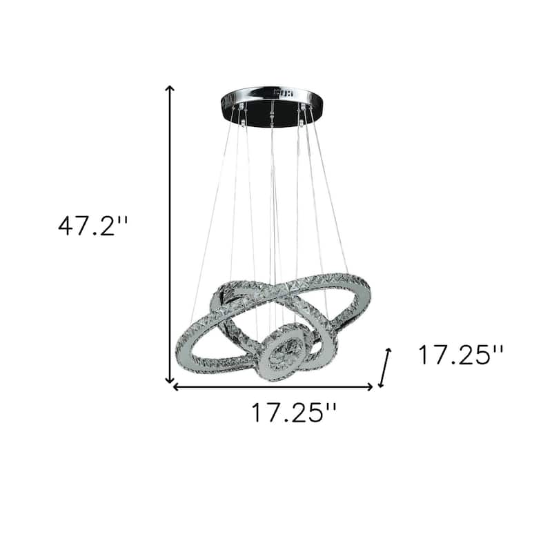 HomeRoots Silver Metal and Crystals LED Dimmable Chandelier - 17.25' X '47.2' X '17.25