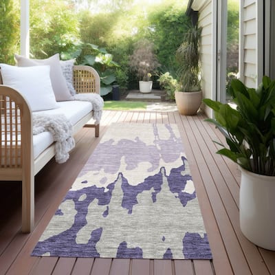 Machine Washable Indoor/ Outdoor Modern Abstract Chantille Rug
