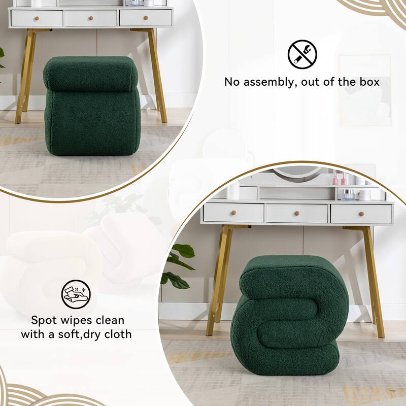 Sshape Velvet Fabric Ottoman Makeup Stool Footstool,