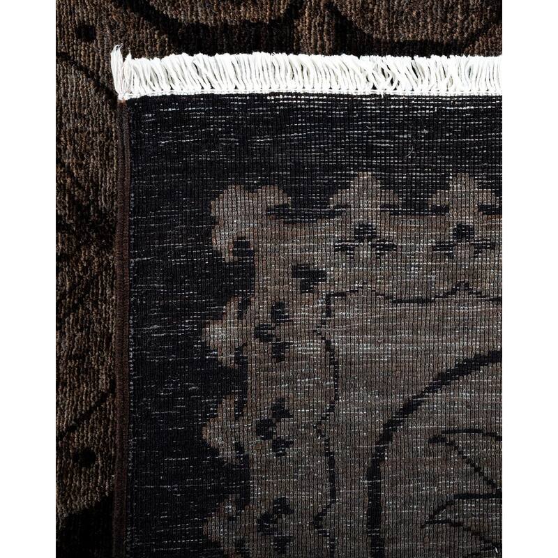 Overton Hand Knotted Wool Vintage Inspired Modern Contemporary Overdyed Black Area Rug - 8' 1" x 10' 3"