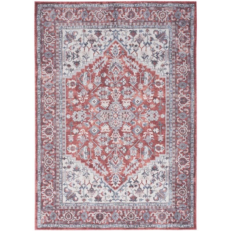 New Concept Washables Vintage Medallion Machine Washable Area Rug - 6' x 9' - Brick/Ivory