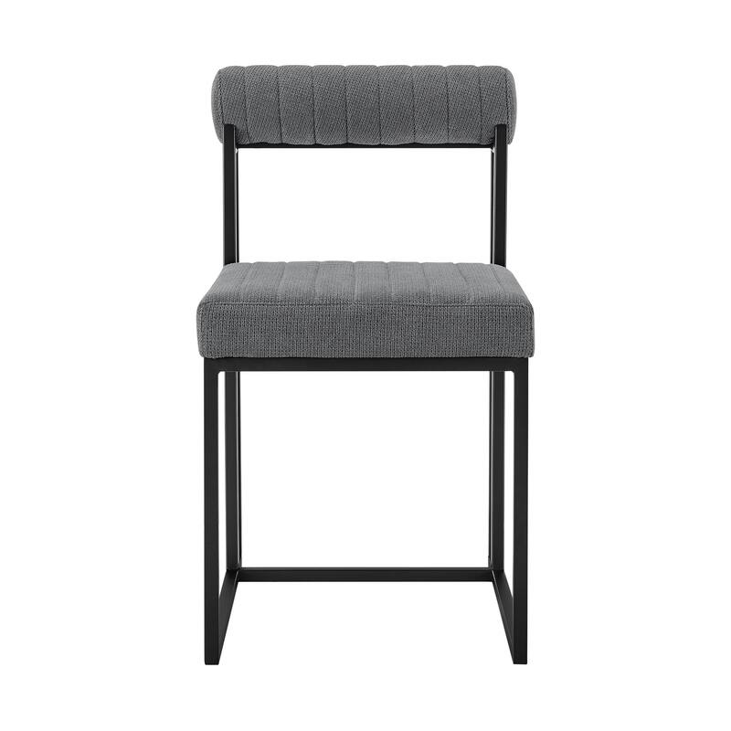HomeRoots Set of Two Gray And Black Upholstered Polyester Open Back Dining Side Chairs