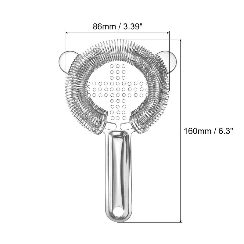 Cocktail Strainer, 1pcs Stainless Steel Bar Strainer for Drinks, 160mm - Silver