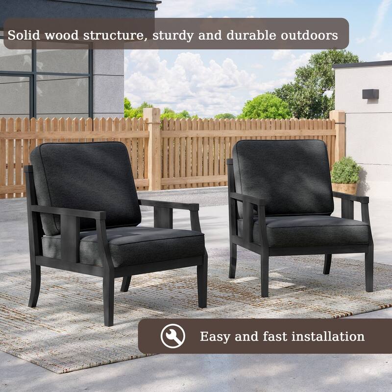 2 Set Outdoor Patio Club Chair with Cushion Patio Arm Lounge Chair